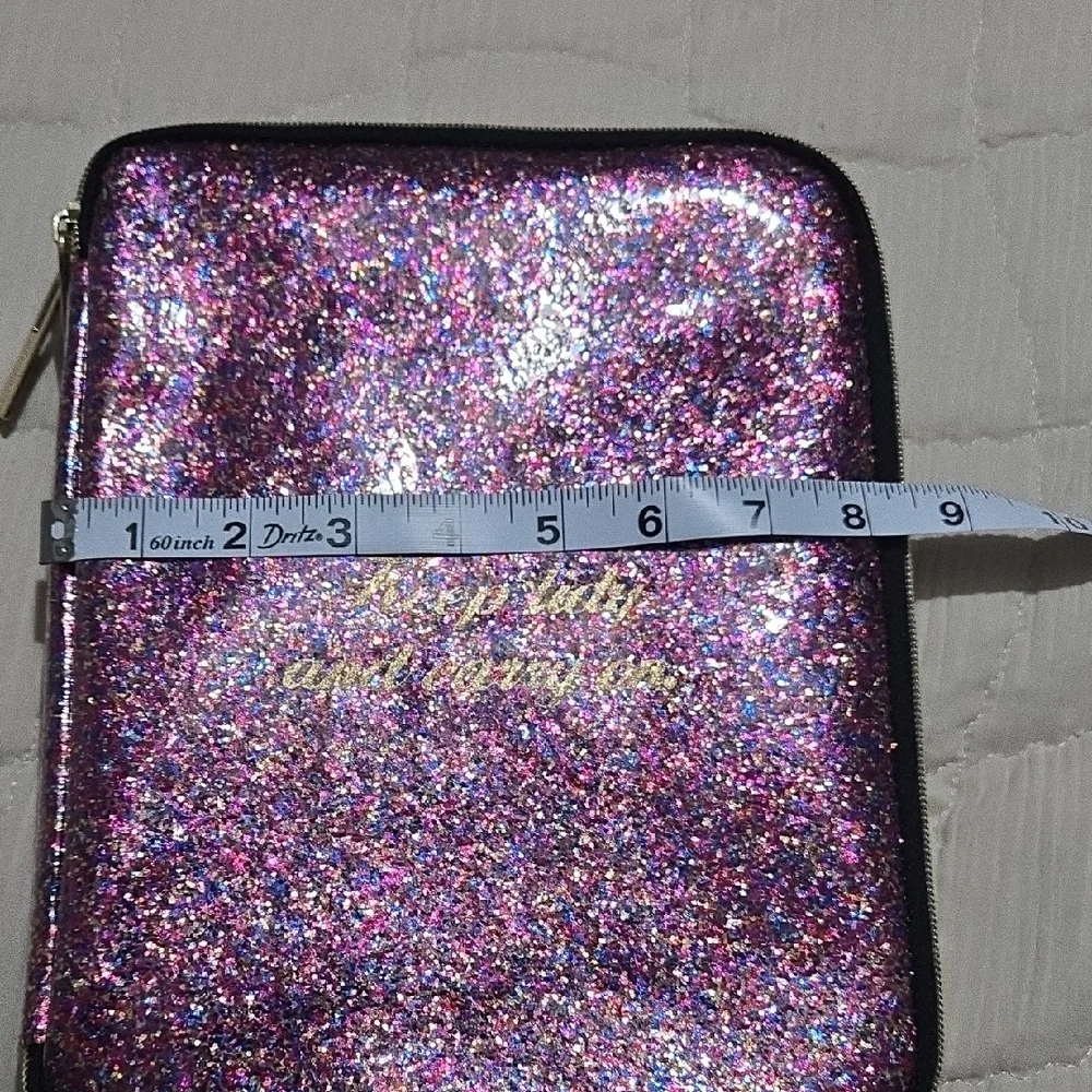 Sparkle Purple Glitter Tablet Sleeve with Gold Zipper Accents NWOT